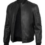 Men's Bryan Black Lambskin Leather Bomber Jacket